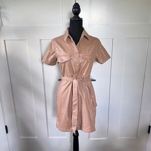 Forever 21 Faux Leather Short Sleeve Shirtdress (S) | NWT